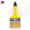 Yellow wooden handle bristle filament paintbrush for most of the paint